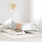 VidaXL Cadru pat fără saltea, alb, 100x200 cm, lemn masiv pin