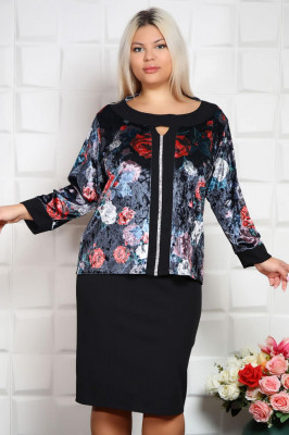 Bluza din catifea Dona Negru - 48Marimea foto