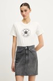 Converse tricou din bumbac femei, culoarea alb, 10028412-A02