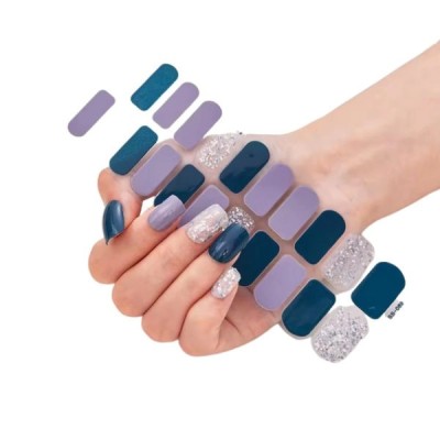 Gel autocolant pentru unghii semi-curat - &amp;icirc;nfrumusețat, albastru kerosen foto