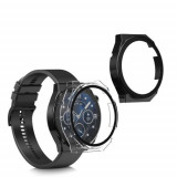 Set 2 huse pentru Huawei Watch GT 3 Pro (46mm), Kwmobile, Negru/Transparent, Plastic, 58882.01