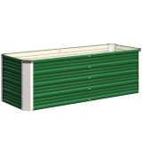 Outsunny Pat de Grădină Ridicat Fără Fund, din Oțel, cu 2 Zone de Cultivare, 125x47x40 cm, Verde | Aosom Romania