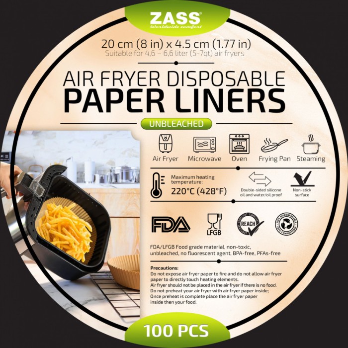 Set 100 buc Hartie de copt pentru friteuza cu aer cald airfryer ZASS ZPL 02 - NOU