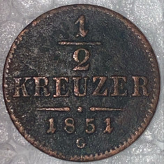 1851,MONEDA VECHE 1/2 KREUZER(LITERA,,G")/ SE VINDE PIESA DIN POZE..