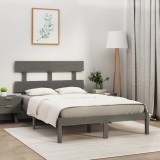 Cumpara ieftin Cadru de pat, gri, 200x200 cm, lemn masiv