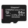 Card memorie Kingston microSDXC Canvas Select Plus 100R (SDCS2/64GB), 64GB, clasa 10 UHS-I + adaptor, 64 GB
