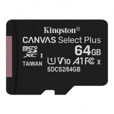 Card memorie Kingston microSDXC Canvas Select Plus 100R (SDCS2/64GB), 64GB, clasa 10 UHS-I + adaptor