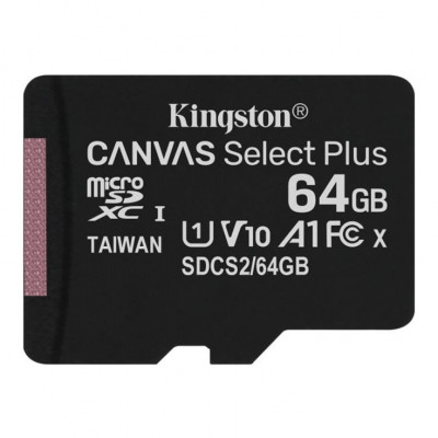 Card memorie Kingston microSDXC Canvas Select Plus 100R (SDCS2/64GB), 64GB, clasa 10 UHS-I + adaptor foto