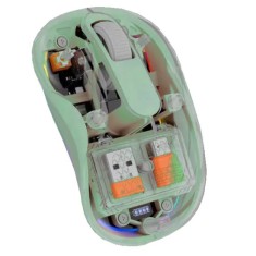 Mouse Nou M333, 2400dpi, 3 Butoane, Indicator Nivel Baterie, Transparent, RGB, Verde, USB-A + USB-C, Wireless + Bluetooth foto