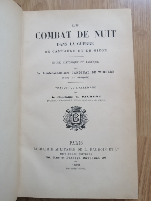 Combat de nuit dans la guerre de campagne et de si&eacute;ge, Cardinal de Widdern, 1890