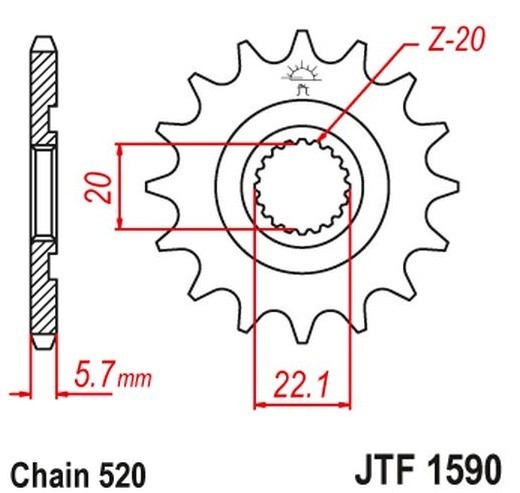 Pinion fata 13 dinti pas lant 520 &ndash; Gas Gas EC 250 - 300 - 450 F (14-16) - Yamaha YZ 125 (05-18) - WR 250 (01-18) - WR 250 R (08-15)