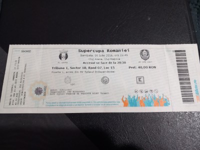 Bilet Astra Giurgiu - CFR Cluj supercupa romaniei 2016 foto