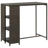 Cumpara ieftin Masa de bar cu raft depozitare, maro, 120x60x110 cm, poliratan