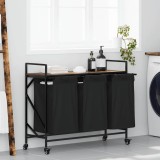 Cos de rufe 3 compartimente cu roti stejar fumuriu GartenMobel Dekor, vidaXL