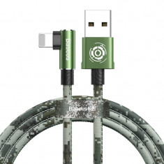 Cablu de date/incarcare Baseus, Camouflage Elbow USB / Lightning, 1.5A 2M, Verde foto