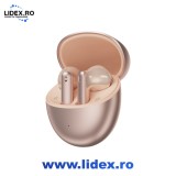 Casti wireless HiFuture ColorBuds 3, TWS, Anulare activa a zgomotului (ANC), Apeluri clare cu 4 Microfoane, BT 5.4, Baterie 25h, Rose Gold