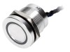 Comutator piezoelectric ONPOW PS193P10YNT1B12VT, SPST-NO, IP68, Aluminiu, LED Albastru Inelar, &Oslash;19mm, 24V DC