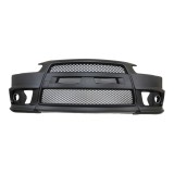 Set bara fata Mitsubishi Lancer, 17, grunduit, de vopsit; type EVO; cu grile inferioare; cu suport numar inmatriculare; cu gauri lampa ceata;