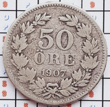 1043 Suedia 50 ore 1907 Oscar II (1872-1907) km 771 argint, Europa