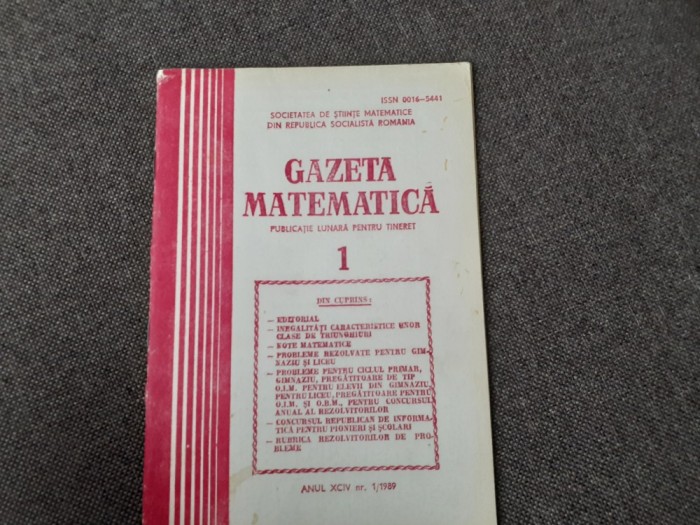 GAZETA MATEMATICA NR 1/1989
