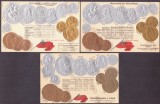 4247 - MAREA BRITANIE &amp; IRLANDA Carti Postale EMBOSATE cu monede 6 buc. diferite, Necirculata, Printata