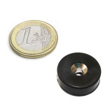 Magnet neodim disc cu gaura ingropata, &Oslash;19,5&amp;#215;6,5 mm, N42, acoperire cauciuc