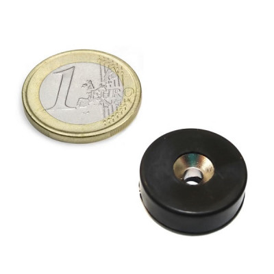 Magnet neodim disc cu gaura ingropata, &amp;Oslash;19,5&amp;amp;#215;6,5 mm, N42, acoperire cauciuc foto