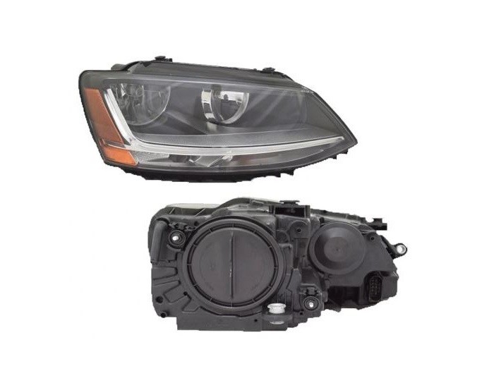 Far VW JETTA (1B), 2016-, TYC, fata, partea dreapta, cu &amp;#39;lumina de zi&amp;#39; tip LED; Tip=USA;tip bec H7+H7+PY21W; manual; Omologare: SAE;