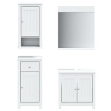 Cumpara ieftin Set mobilier baie BERG, 4 piese, alb, lemn masiv de pin