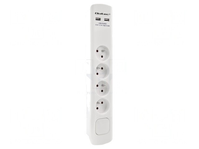 Prelungitor cu protecție la supratensiune, 4 prize, 16A