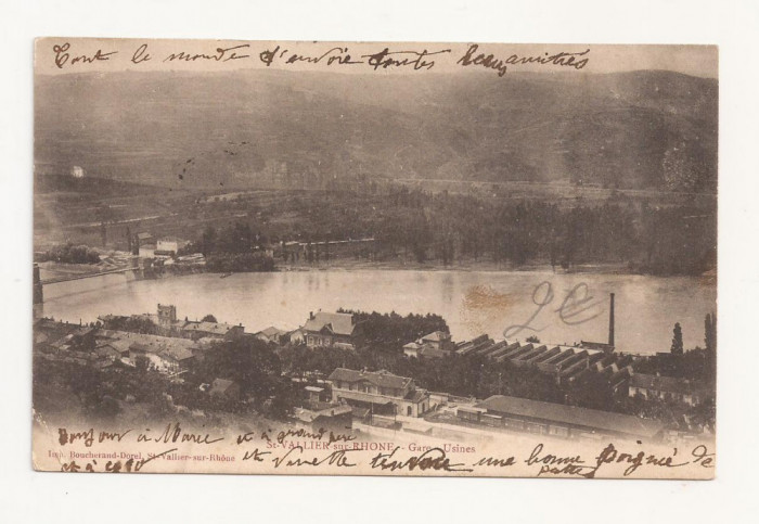 FV3-Carte Postala- FRANTA - St Vallier sur Rhone- Gara Usines, circulata 1902