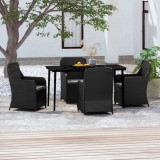 VidaXL Set masă pentru grădină, 5 piese, cu perne, negru