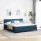 vidaXL Pat boxspring cu saltea albastru 180 x 200 cm țesătură 3338789