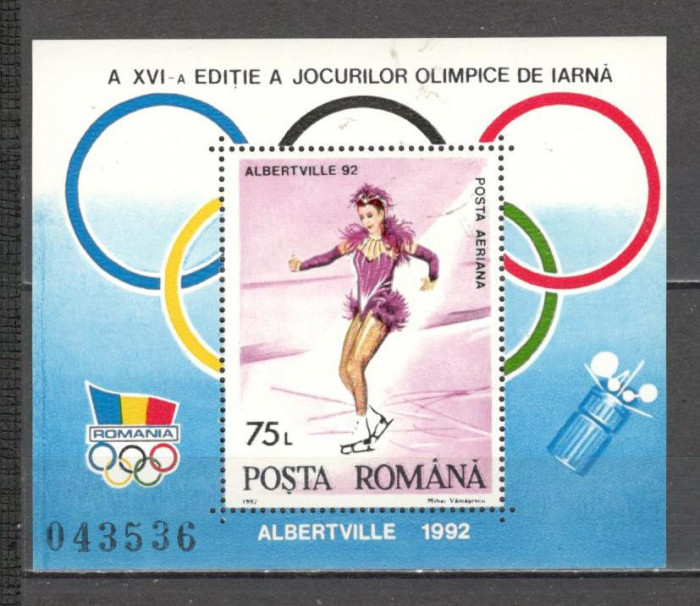 Romania.1992 Olimpiada de iarna ALBERTVILLE-Bl. dantelat DR.561