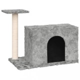 Cumpara ieftin Ansamblu pisici, stalpi din funie sisal, gri deschis, 51 cm