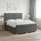 Cumpara ieftin Pat boxspring cu saltea Gri inchis 160 x 200 cm Tesatura