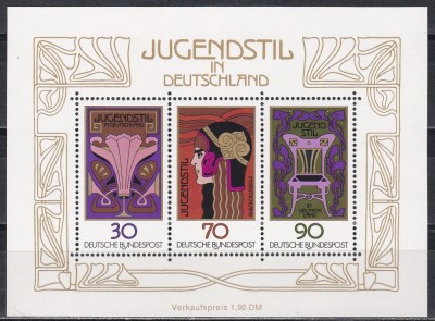 Germania 1977 - Jugendstil &amp;icirc;n Germania, Bloc, MNH foto
