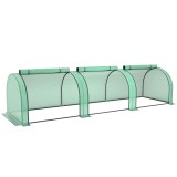 Outsunny Mini seră tunel cu acoperire PE, cadru din oțel și uși cu fermoar, Verde | Aosom Romania
