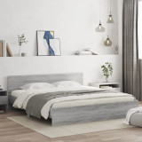 VidaXL Cadru de pat cu tăblie, gri sonoma, 200x200 cm