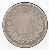 Romania 2 Lei 1873 - Carol I, Argint 10 g/835, 27 mm, KM-8