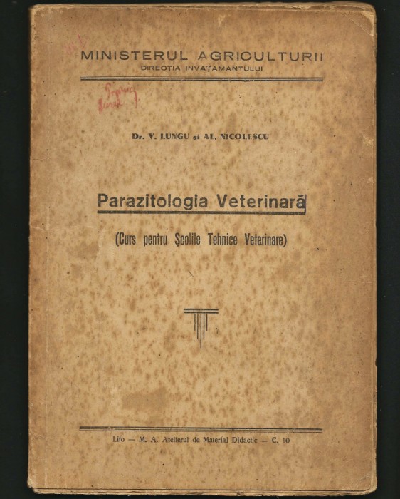 PARAZITOLOGIA VETERINARĂ - DR. V. LUNGU, AL. NICOLESCU - MANUAL VETERINAR