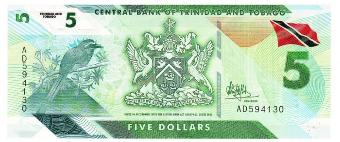 Trinidad &amp; Tobago 5 Dolari 2020 Polimer Seria 594130