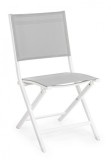 Scaun pliabil cu spatar din fier alb cu sezut gri Elin 47 cm x 57 cm x 88 h