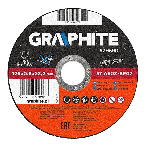 Disc debitare metal 125x0,8x22,2 mm GRAPHITE 57H690 HardWork ToolsRange
