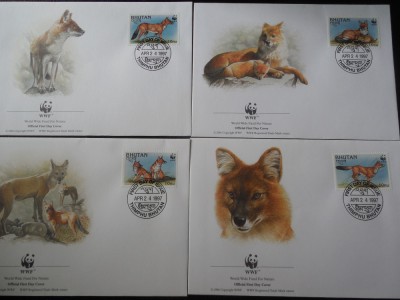 Bhutan-WWF,fauna -set complet FDC foto