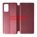 Husa Flip Round Samsung Galaxy Note 20, Piele Eco, Protectie Completa, Tip Carte, Burgundy