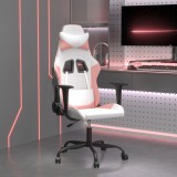 VidaXL Scaun de jocuri, alb și roz, piele ecologică