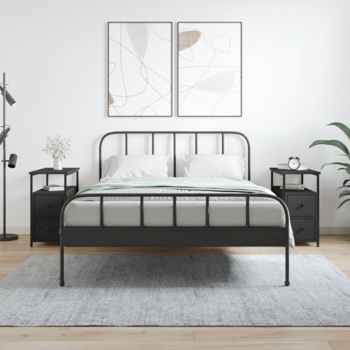 vidaXL Noptiere, 2 buc., negru, 30x60x60 cm, lemn prelucrat 826064