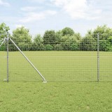 Stalp de gard cu varf de pamant 52 buc. Argintiu 140 cm