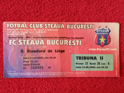 Bilet meci fotbal STEAUA BUCURESTI - STANDARD LIEGE(Champions League 23.08.2006) foto